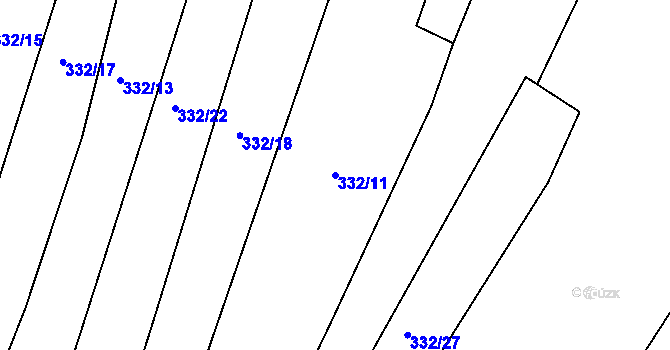 Parcela st. 332/11 v KÚ Nemyčeves, Katastrální mapa