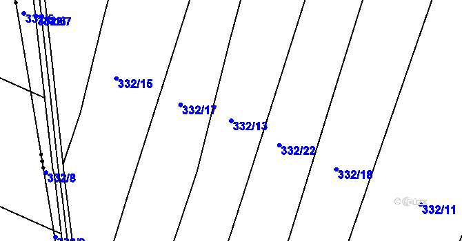 Parcela st. 332/13 v KÚ Nemyčeves, Katastrální mapa