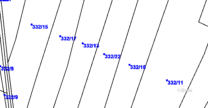 Parcela st. 332/22 v KÚ Nemyčeves, Katastrální mapa