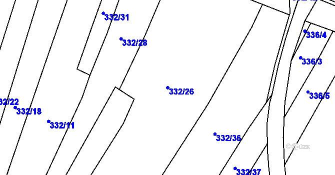 Parcela st. 332/26 v KÚ Nemyčeves, Katastrální mapa