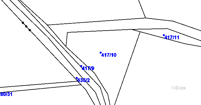 Parcela st. 417/10 v KÚ Nemyčeves, Katastrální mapa