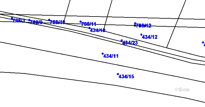 Parcela st. 434/11 v KÚ Nemyčeves, Katastrální mapa
