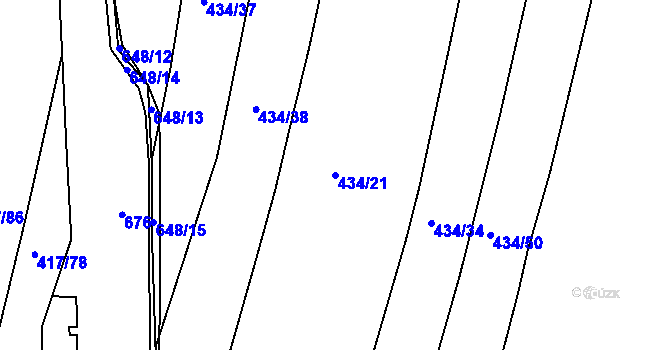 Parcela st. 434/21 v KÚ Nemyčeves, Katastrální mapa