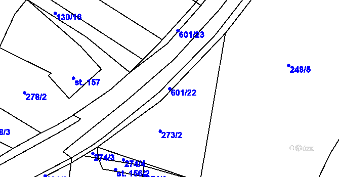 Parcela st. 601/22 v KÚ Nemyčeves, Katastrální mapa