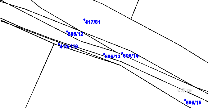 Parcela st. 606/13 v KÚ Nemyčeves, Katastrální mapa
