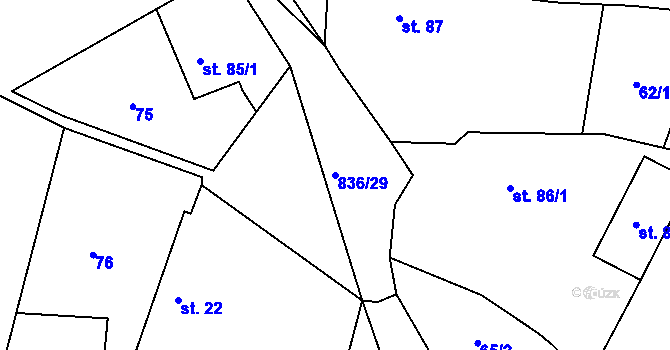 Parcela st. 836/29 v KÚ Nemyčeves, Katastrální mapa