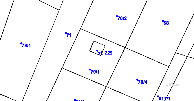 Parcela st. 229 v KÚ Nemyčeves, Katastrální mapa