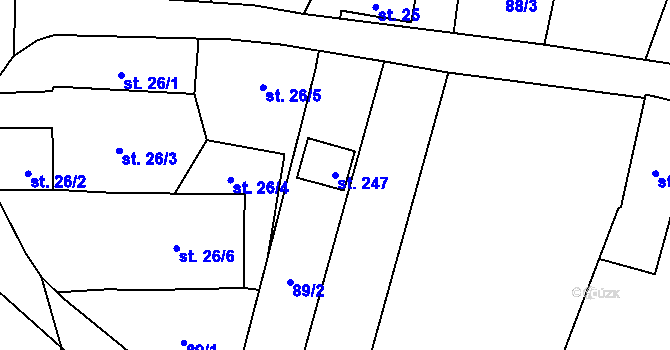 Parcela st. 247 v KÚ Nemyčeves, Katastrální mapa