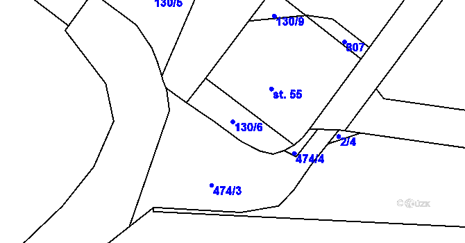 Parcela st. 130/6 v KÚ Nemyslovice, Katastrální mapa