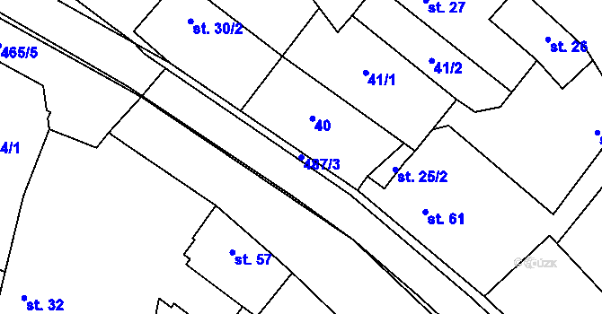 Parcela st. 487/3 v KÚ Nemyslovice, Katastrální mapa