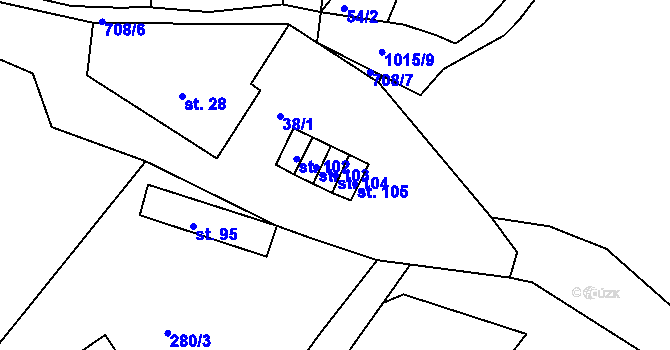 Parcela st. 104 v KÚ Nemyšl, Katastrální mapa