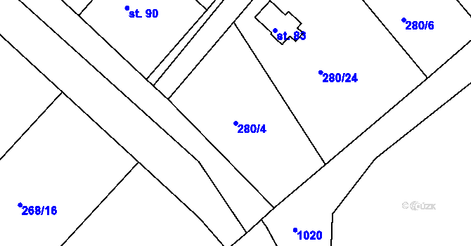 Parcela st. 280/4 v KÚ Nemyšl, Katastrální mapa