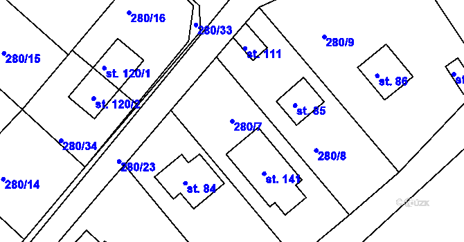 Parcela st. 280/7 v KÚ Nemyšl, Katastrální mapa