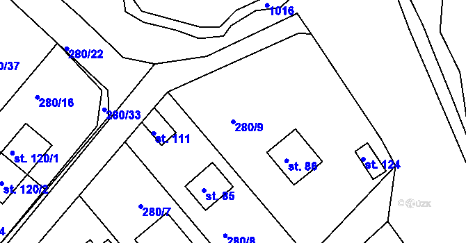 Parcela st. 280/9 v KÚ Nemyšl, Katastrální mapa