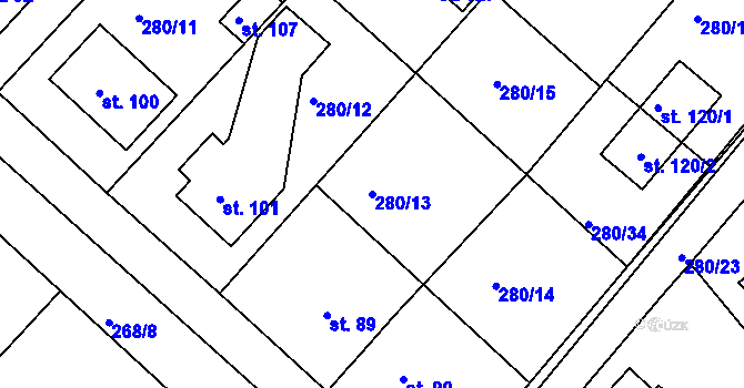 Parcela st. 280/13 v KÚ Nemyšl, Katastrální mapa