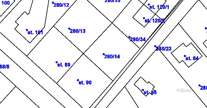 Parcela st. 280/14 v KÚ Nemyšl, Katastrální mapa