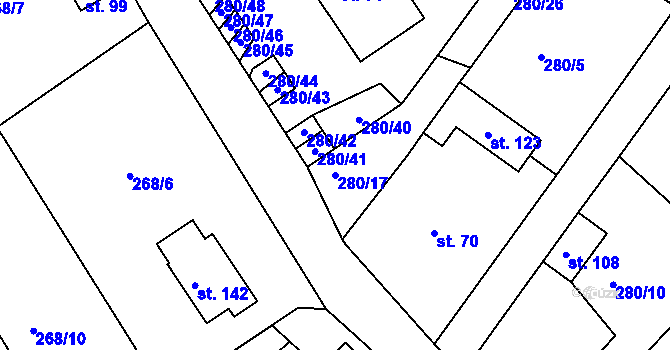 Parcela st. 280/17 v KÚ Nemyšl, Katastrální mapa