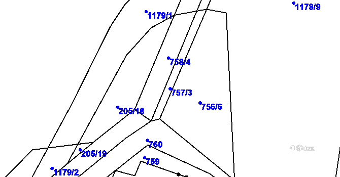 Parcela st. 757/3 v KÚ Nemyšl, Katastrální mapa