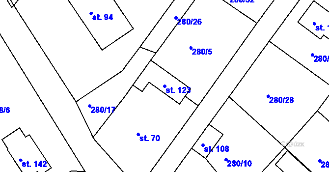 Parcela st. 123 v KÚ Nemyšl, Katastrální mapa