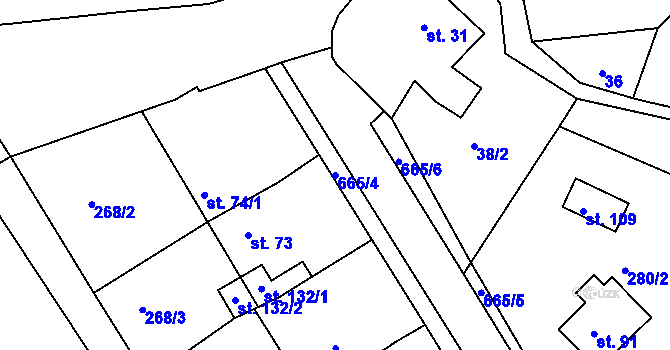 Parcela st. 665/4 v KÚ Nemyšl, Katastrální mapa