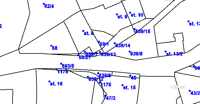 Parcela st. 639/13 v KÚ Nemyšl, Katastrální mapa