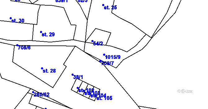 Parcela st. 1015/9 v KÚ Nemyšl, Katastrální mapa