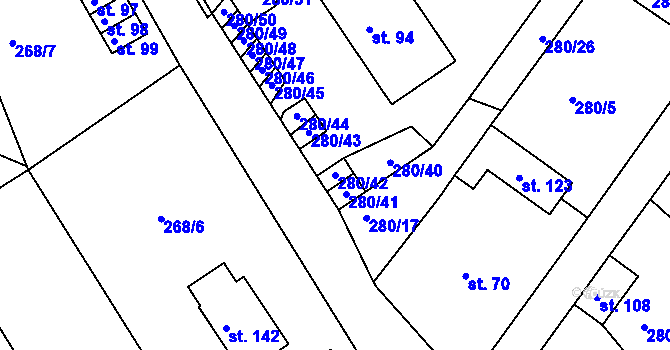 Parcela st. 280/42 v KÚ Nemyšl, Katastrální mapa