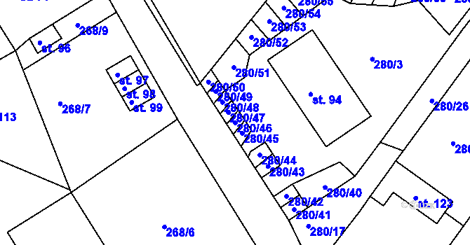 Parcela st. 280/46 v KÚ Nemyšl, Katastrální mapa