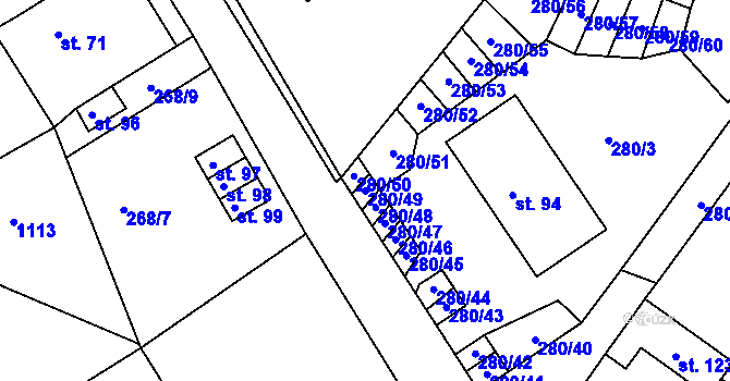 Parcela st. 280/49 v KÚ Nemyšl, Katastrální mapa