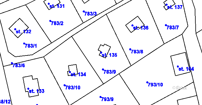 Parcela st. 135 v KÚ Nenačovice, Katastrální mapa
