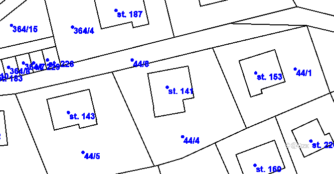 Parcela st. 141 v KÚ Nenačovice, Katastrální mapa