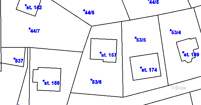 Parcela st. 157 v KÚ Nenačovice, Katastrální mapa