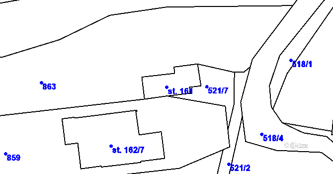 Parcela st. 161 v KÚ Nenačovice, Katastrální mapa