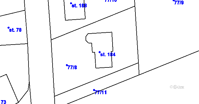 Parcela st. 184 v KÚ Nenačovice, Katastrální mapa