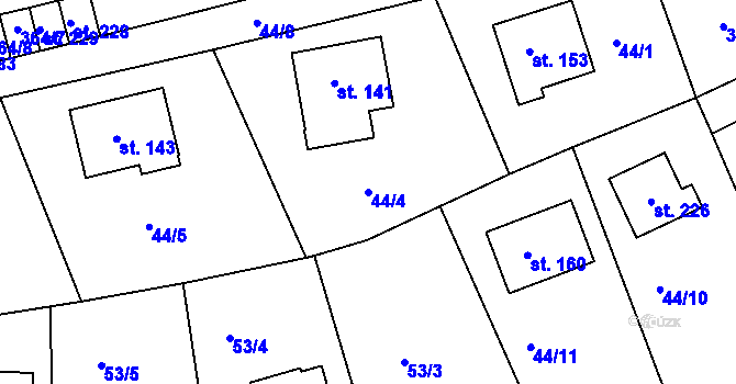 Parcela st. 44/4 v KÚ Nenačovice, Katastrální mapa