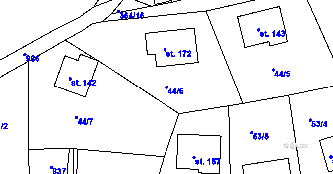 Parcela st. 44/6 v KÚ Nenačovice, Katastrální mapa