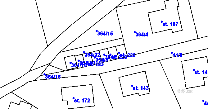 Parcela st. 364/7 v KÚ Nenačovice, Katastrální mapa