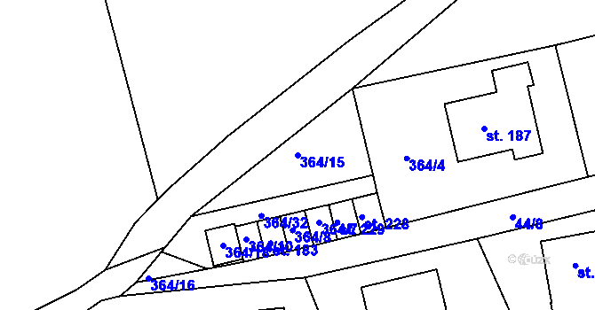 Parcela st. 364/15 v KÚ Nenačovice, Katastrální mapa