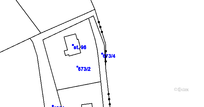 Parcela st. 673/4 v KÚ Nenačovice, Katastrální mapa