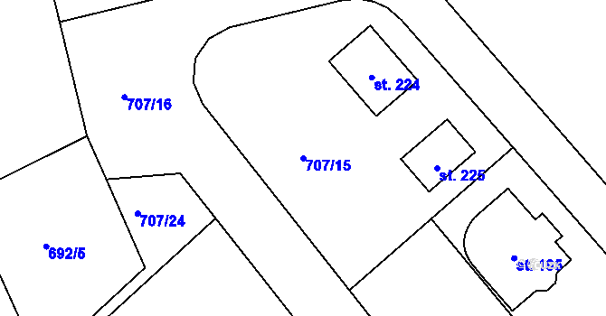 Parcela st. 707/15 v KÚ Nenačovice, Katastrální mapa