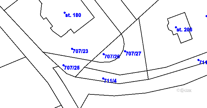 Parcela st. 707/26 v KÚ Nenačovice, Katastrální mapa