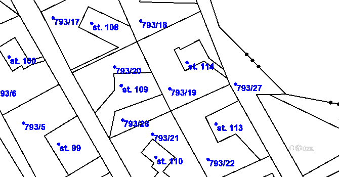 Parcela st. 793/19 v KÚ Nenačovice, Katastrální mapa