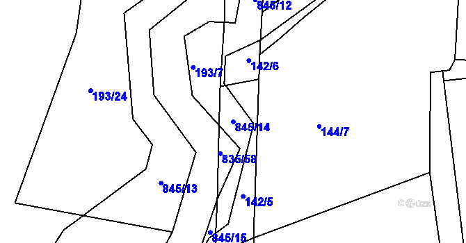 Parcela st. 845/14 v KÚ Nenačovice, Katastrální mapa