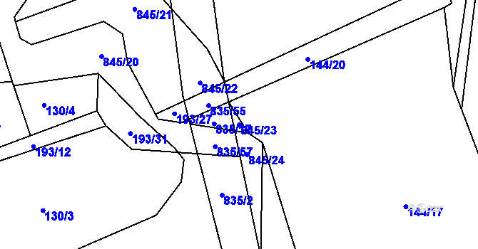 Parcela st. 845/23 v KÚ Nenačovice, Katastrální mapa