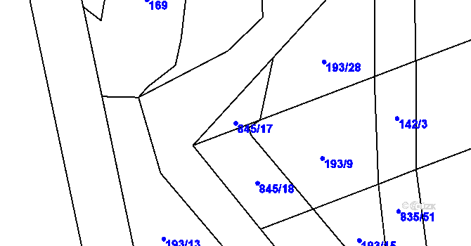 Parcela st. 845/17 v KÚ Nenačovice, Katastrální mapa