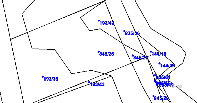 Parcela st. 845/26 v KÚ Nenačovice, Katastrální mapa
