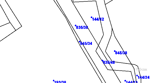 Parcela st. 845/34 v KÚ Nenačovice, Katastrální mapa