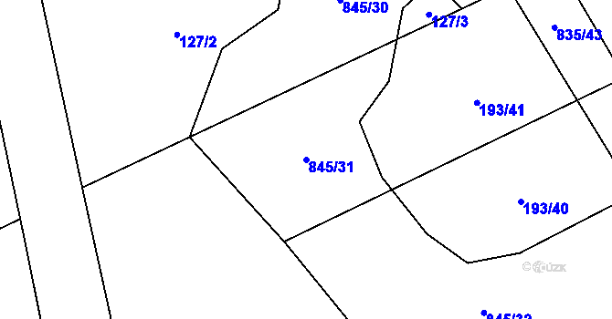 Parcela st. 845/31 v KÚ Nenačovice, Katastrální mapa