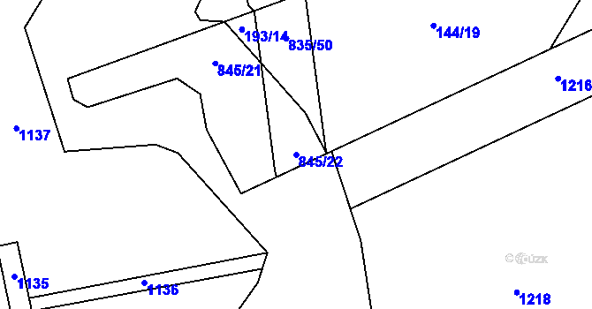 Parcela st. 845/22 v KÚ Nenačovice, Katastrální mapa