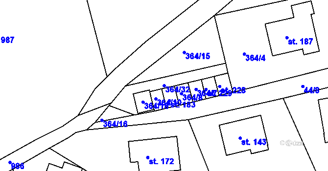 Parcela st. 364/32 v KÚ Nenačovice, Katastrální mapa